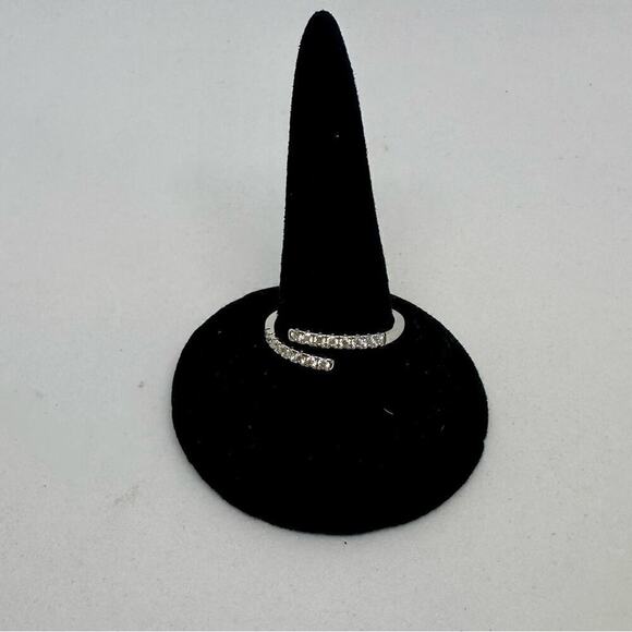 Moissanite Diamond Band Split Half Eternity Stackable Ring 18k Plated Adjustable - Picture 2 of 16